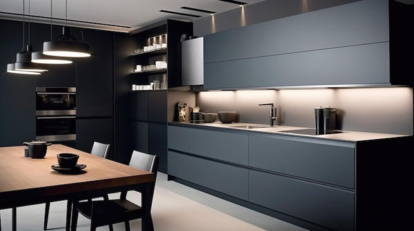 Minimalist Carbon Black Handleless Kitchen System