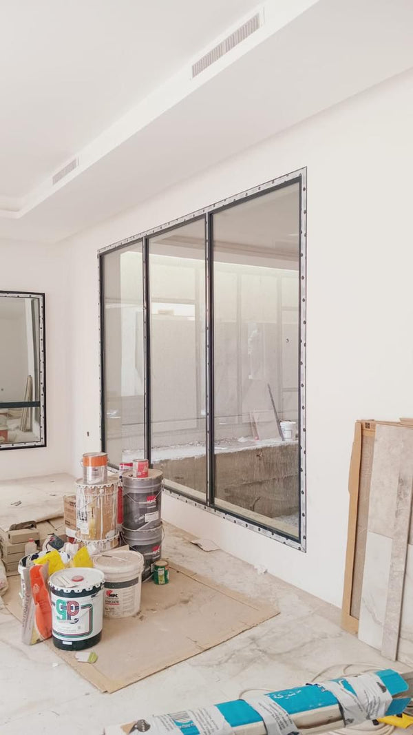 Modern Aluminum Slim-Profile Glass Partition | Luxury Interior Fixed Glass Window Wall