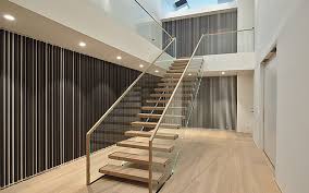 Premium Floating Wooden Staircase with Minimalist Glass Railing